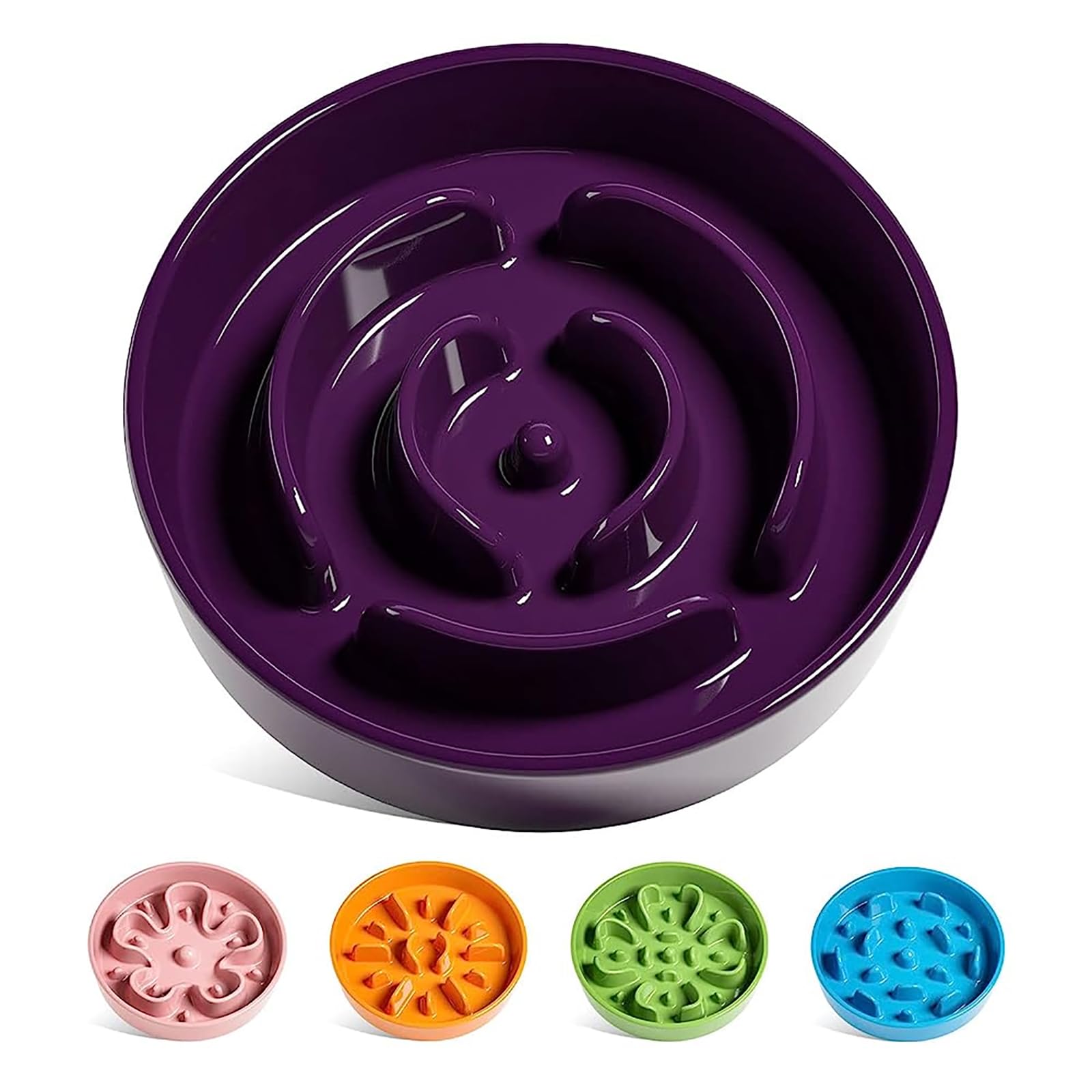 LE TAUCI Slow Feeder Dog Bowls Ceramic, 3 Cups Slow Feeding Dog Bowl Medium Large Breed, Pet Bowl for Fast Eaters, Puzzle Pet Dishes, Maze Purple