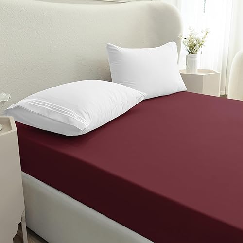 Miniatura 3 de Mocassi - Sábana bajera ajustable de tamaño individual, fresca, profunda caída lateral de hasta 16 pulgadas, 1800 hilos, suave, resiste arrugas, una