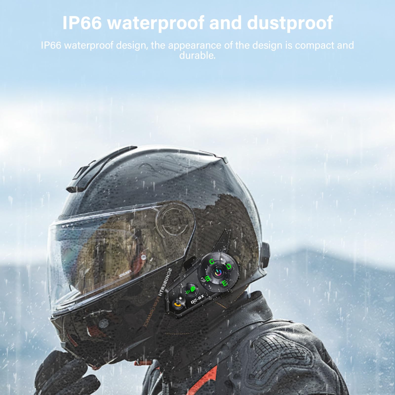 Motoradhelm Bluetooth Headset Motorrad Helm Bluetooth Headset mit Dual-Chip für Audio-Multitasking Helm Gegensprechanlage Kopfhörer Kommunikationssystem für 6 Fahrer mit 1000m Kompatibel Alle Helme