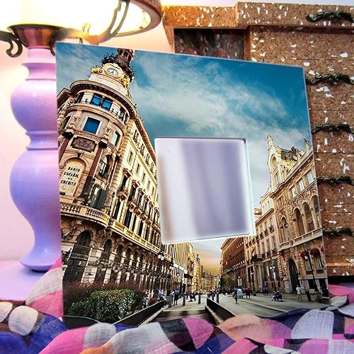 Miniatura 3 de Madrid Wall Framed Mirror with Spain Street View Travel Printed Fan Art Home Room Decor