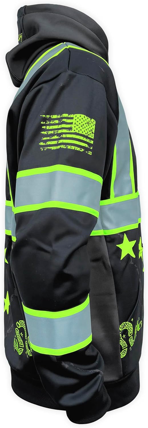 SafetyShirtz Men's SS360 ANSI Type-O and Enhanced Visibility Stealth Graphic Hoods and Zip Ups