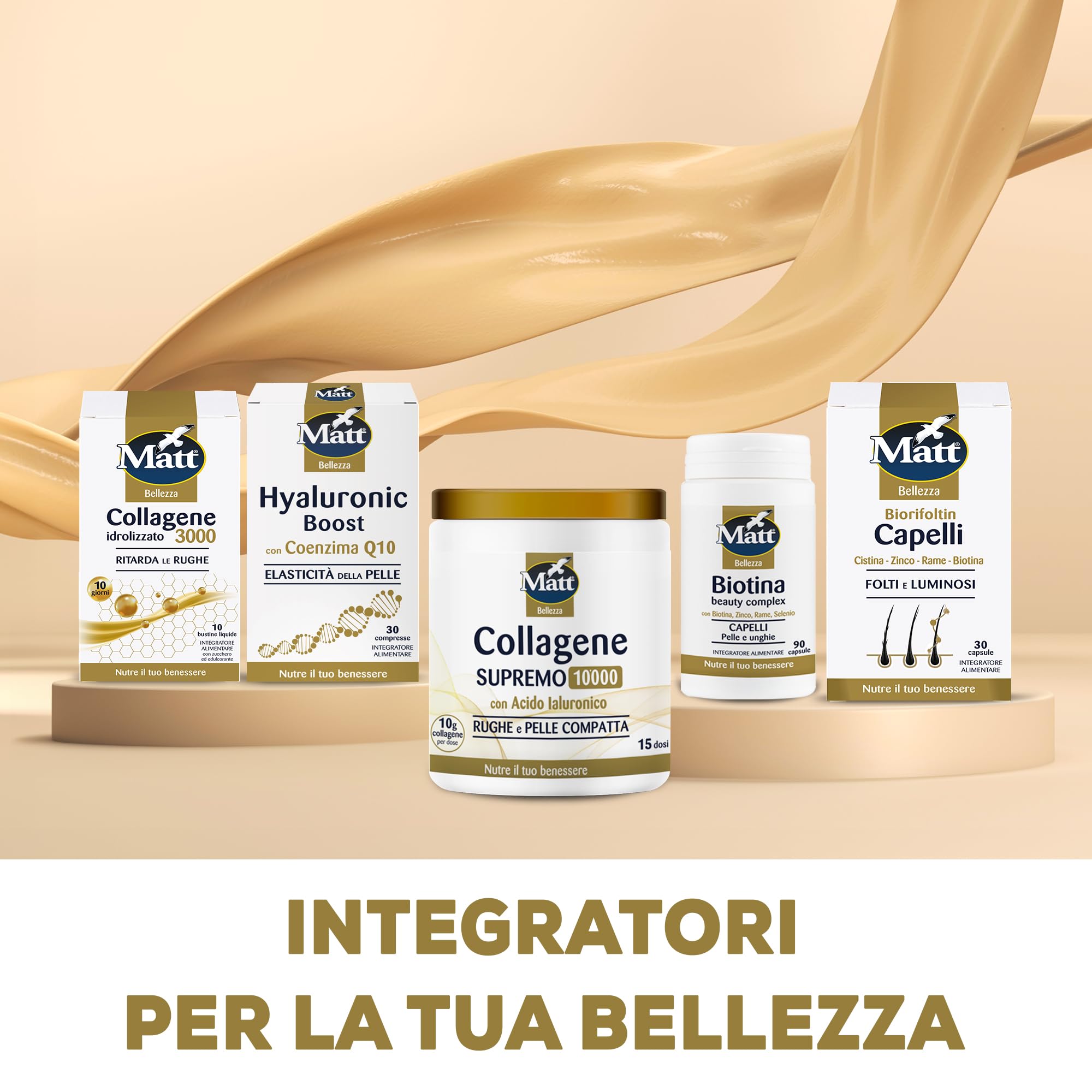 Matt, Hyaluronic Boost, Integratore Acido Ialuronico Compresse, con Coenzima Q10 e Vitamina C, Ideale per il Mantenimento dell'Elasticità e della Bellezza della Pelle, Confezione da 30 Compresse