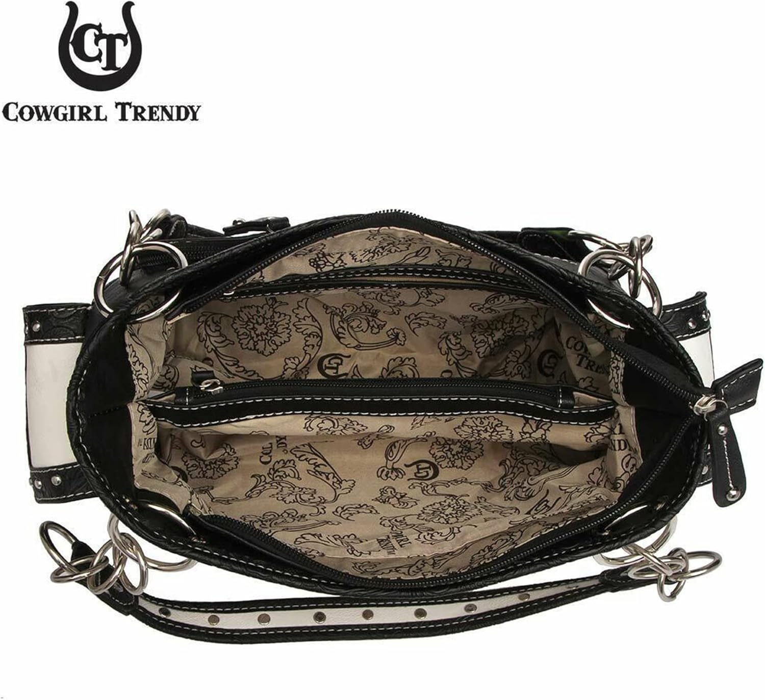 Western Style Spring Butterfly Flower Purse Women Country Handbag Rhinestone Stud Shoulder Bag Wallet Set