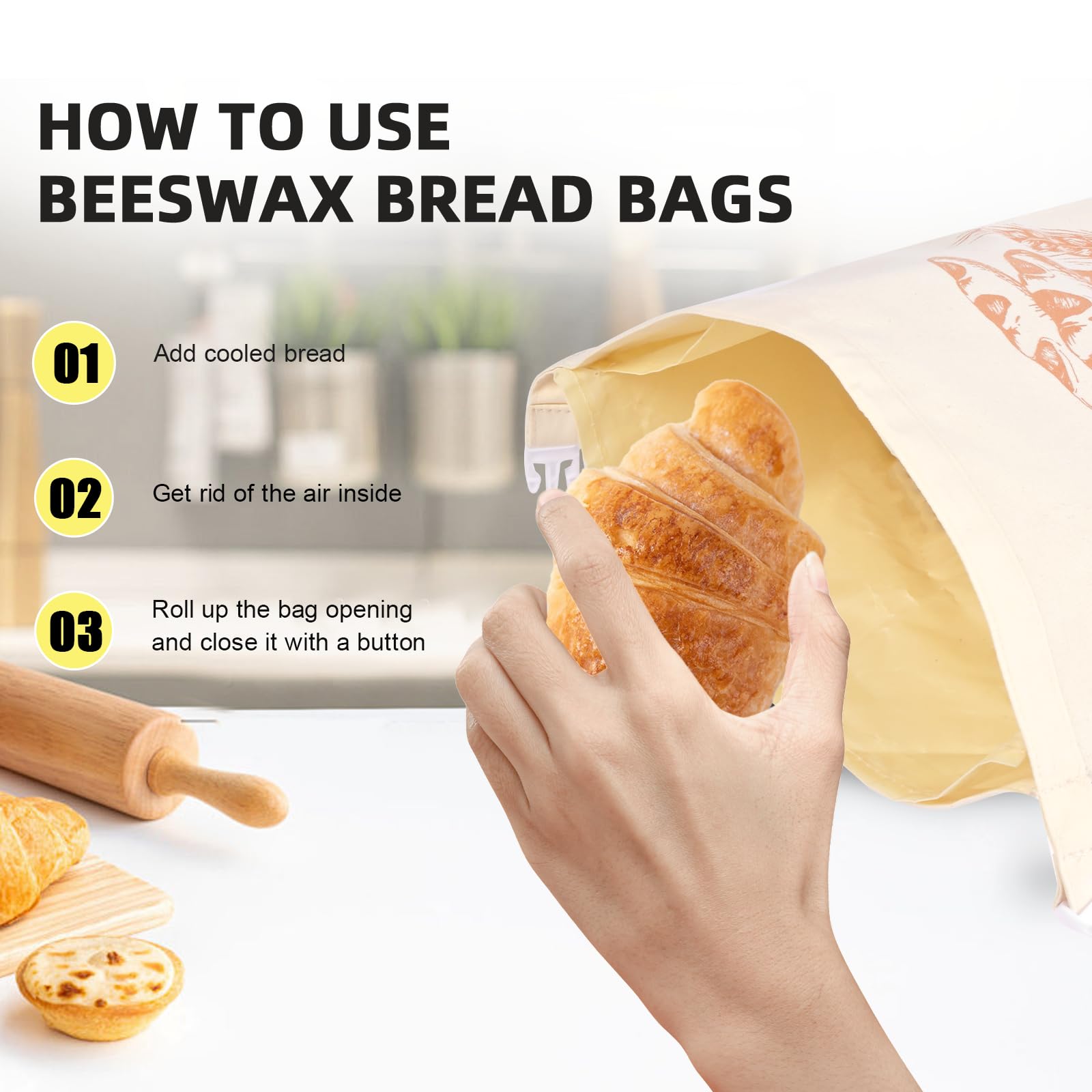 Reusable Beeswax Bread Bags - Keep Bread Fresh! -4