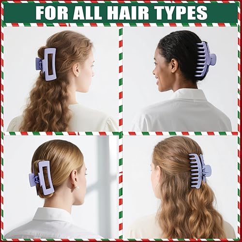 Miniatura 50 de TOCESS Paquete de 8 pinzas grandes para el cabello para mujer, pinzas de garra grandes para cabello fino y rizado, agarre fuerte de los años 90