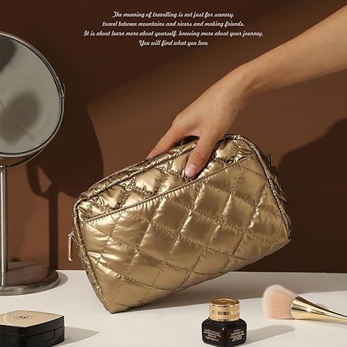 Miniatura 5 de Bolsa de maquillaje de viaje, Oro, Quiltedfashion