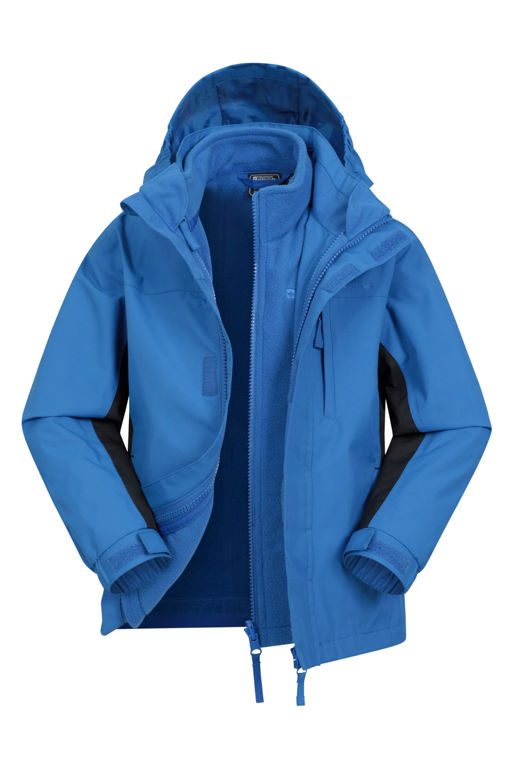 Mountain Warehouse Cobalt (01) Cannonball 3 In 1 Waterproof Jacket - Breathable Triclimate Rain Jacket, Taped Seams Coat, Detachable Hood - Kids Coat For Winter Walking Cobalt Size 13 Years