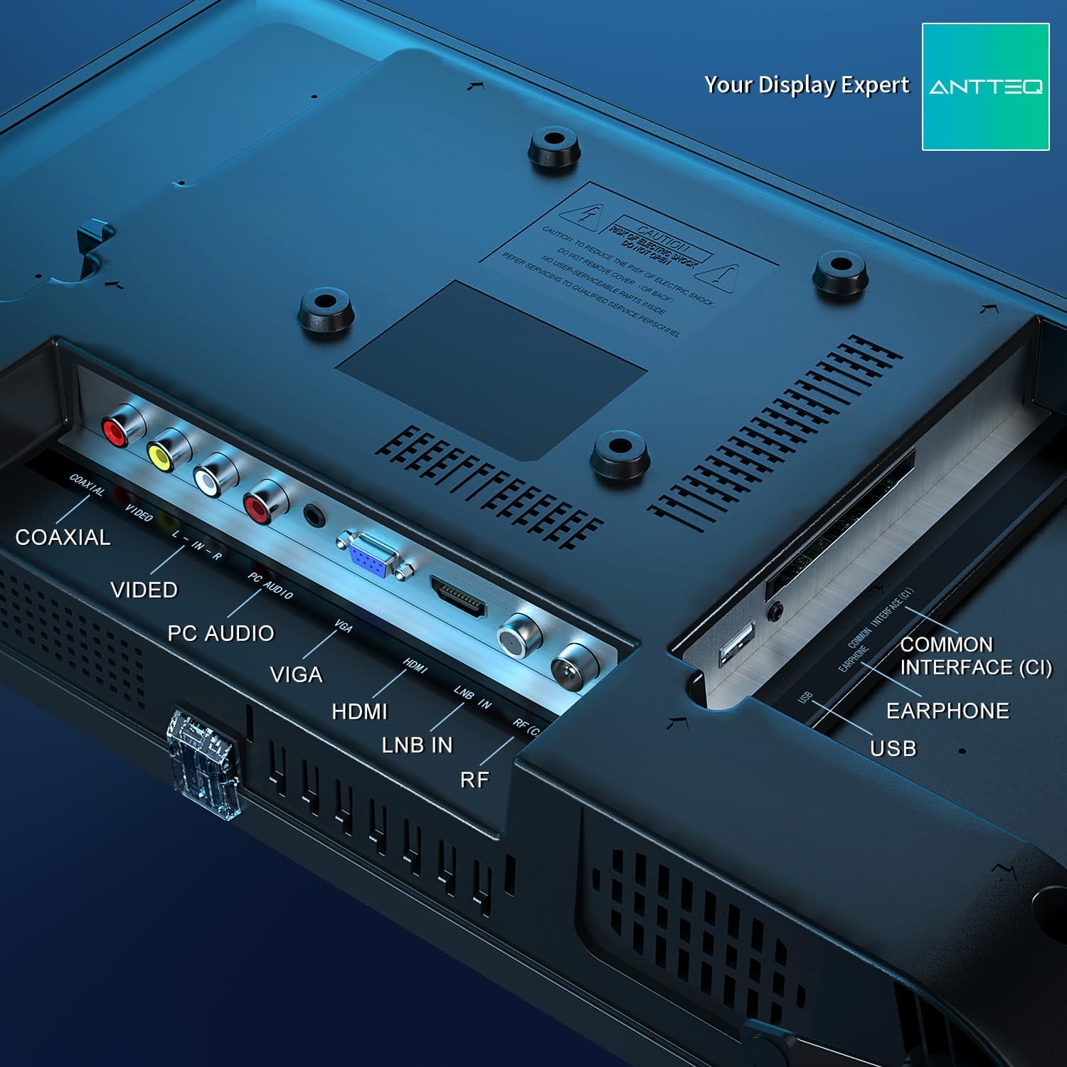 Antteq AB42D1 TV 42 Pulgadas (Televisores 106 cm), Dolby Audio, 2K D-LED, HDMI, USB, Salida de Audio Digital, Triple sintonizador DVB-C/T2/S2, Ci+, Incluido Modo Hotel