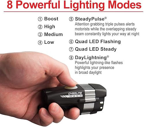 Miniatura 10 de Cygolite Dash 460 lúmenes Faro y Hotshot Micro 30 lúmenes Luz trasera USB recargable para bicicleta