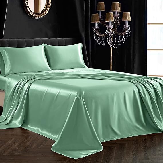 SiinvdaBZX 3Pcs Satin Sheet Set Twin Size Ultra Silky Soft