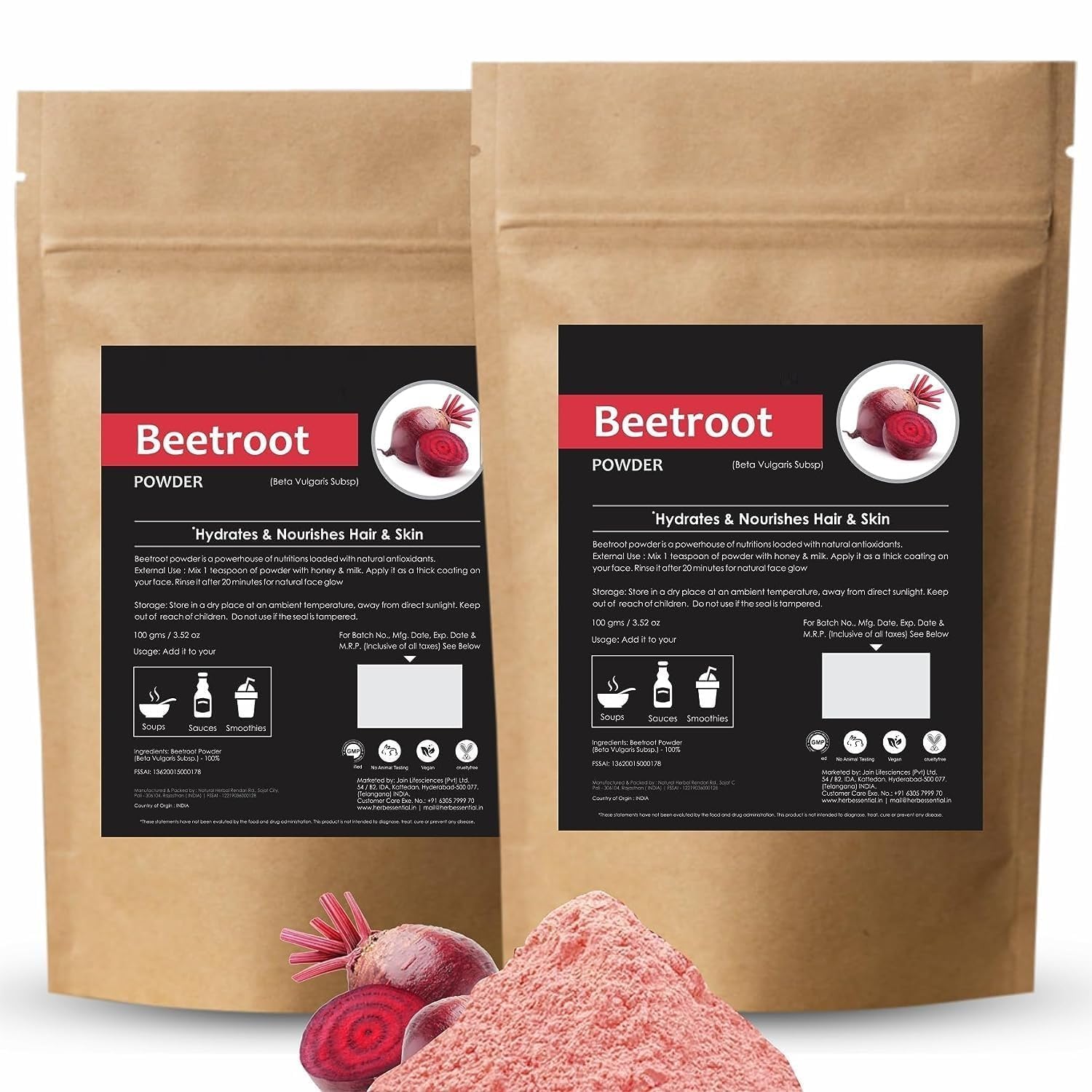 MI Essential Beetroot Pow der for Skin Hair 100 Natural Pow der Hydrates Nourishes Hair Skin Pow der
