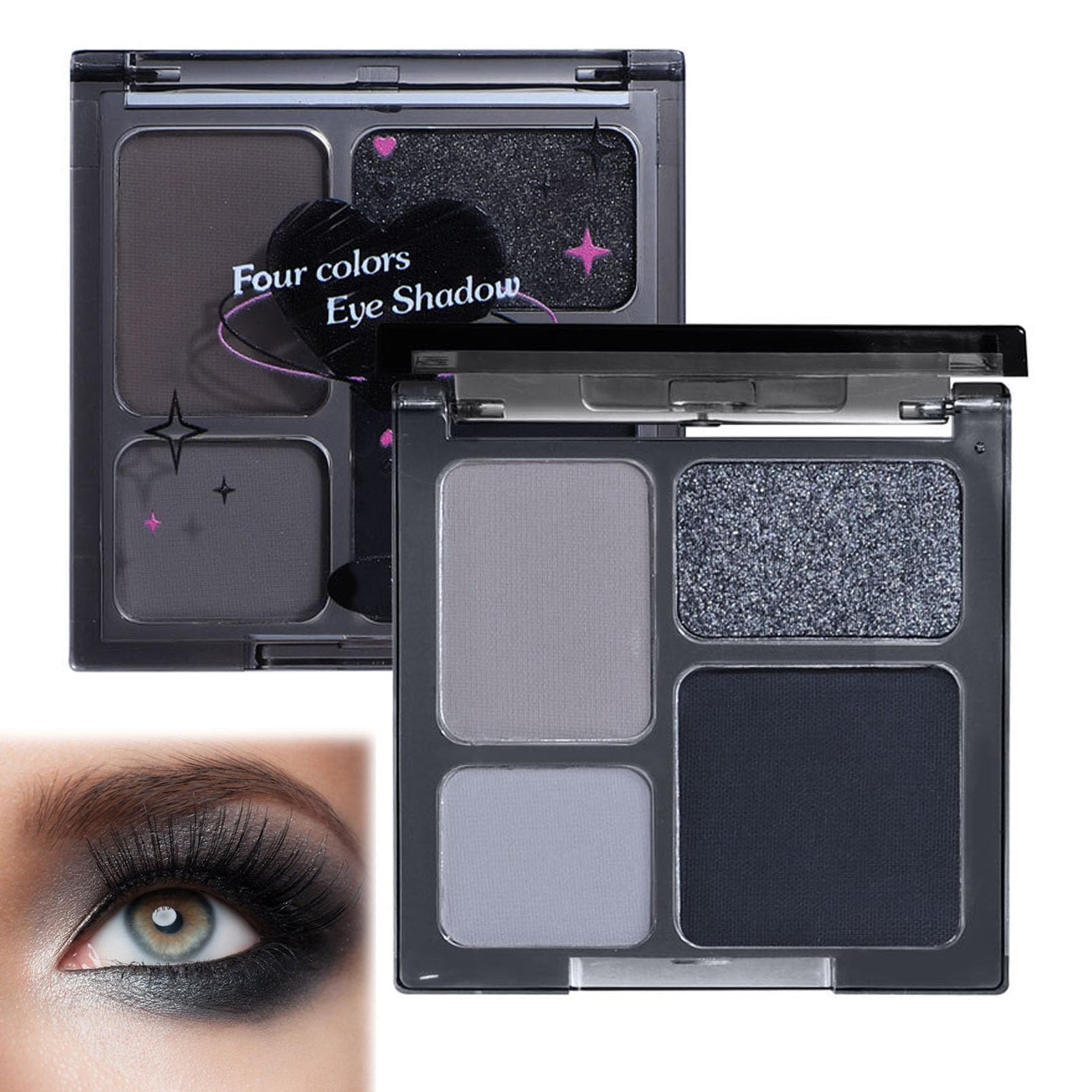 Nmbol Eyes Paleta de Sombras de Ojos Ahumadas en Negro,Mate Pearl Black Eyeshadow Palet,Maquillaje de Sombras de Ojos Ahumadas,Sombras Ahumadas Maquillaje Gótico,Pequeña Paleta de Sombra Ojos Ahumada