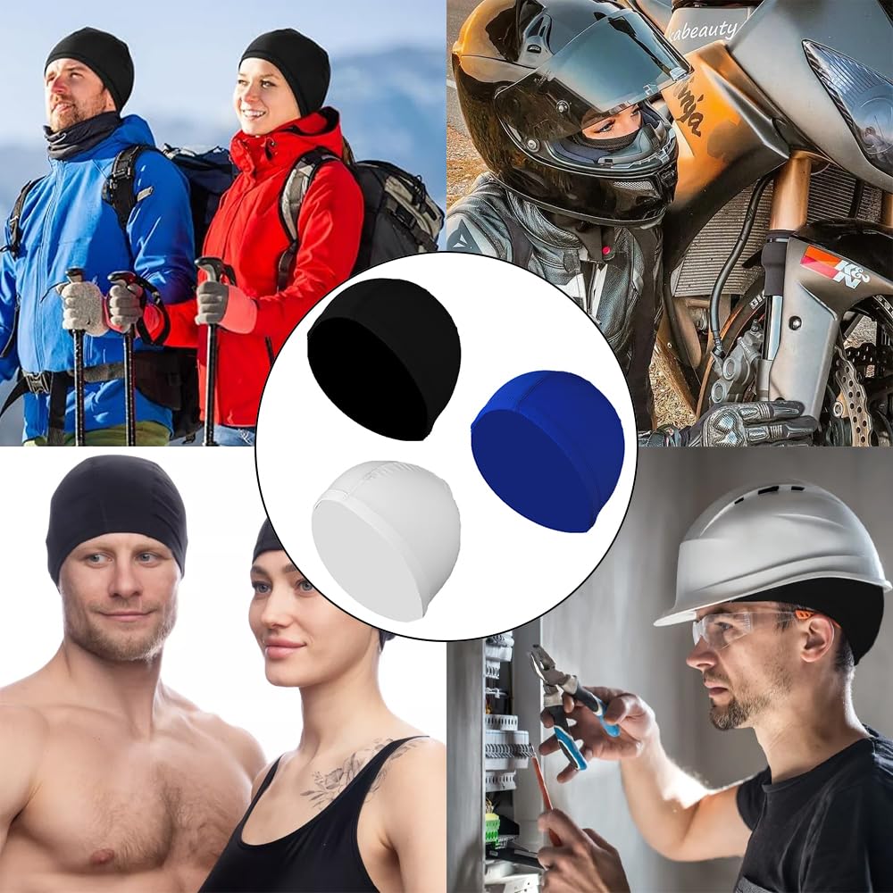Cooling - Casquette de cyclisme sous casque, 3 pièces, respirante, en soie de glace, pour l'été, absorbe la transpiration, pour cyclisme, course, moto