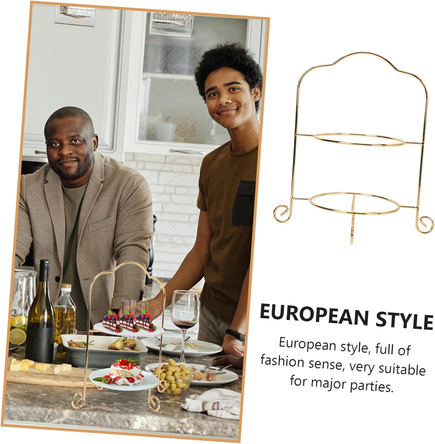 Elegant Iron Art Cake Display Stand Two Tiered Tray for Holiday Dessert Serving