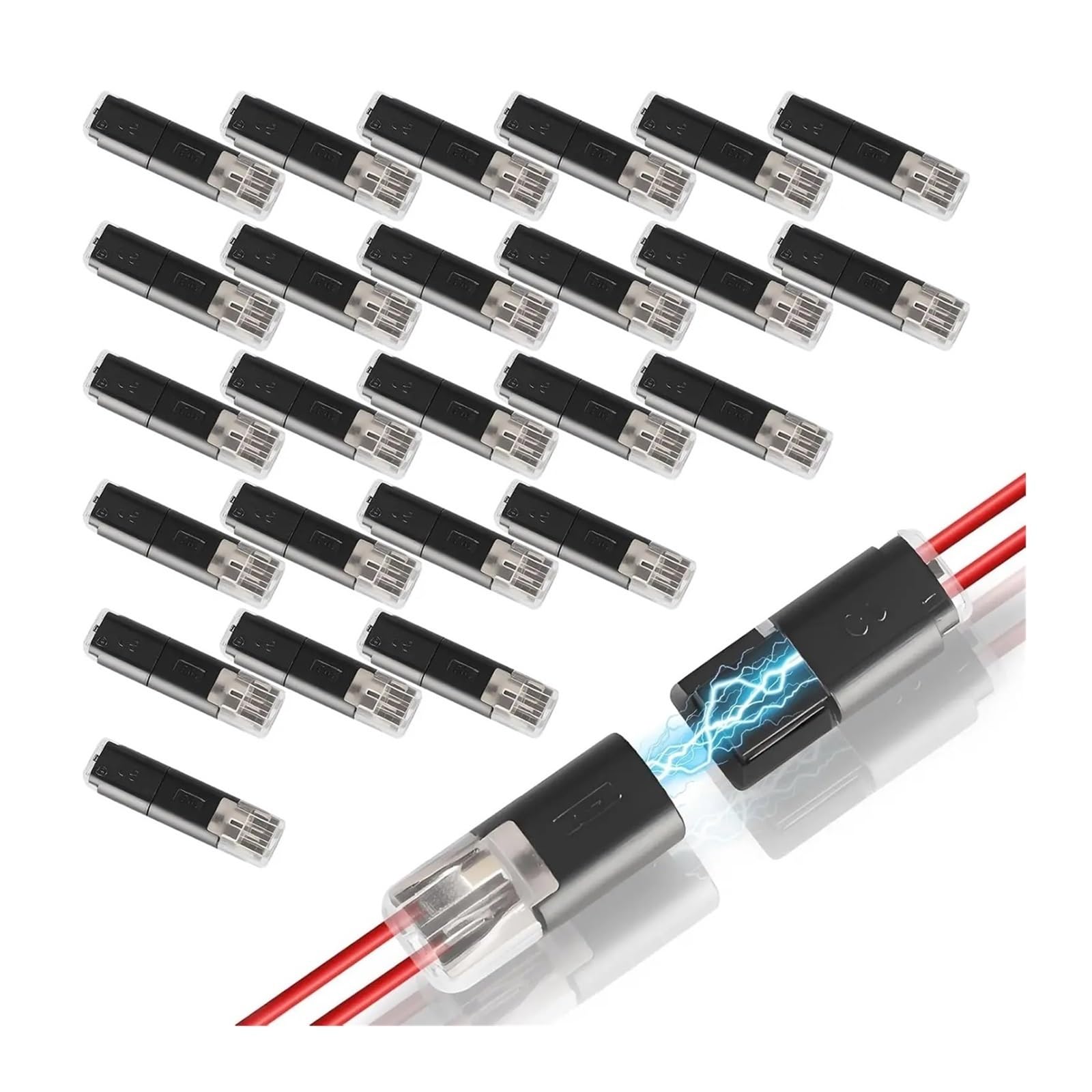 Shungong Waterproof Double Wire Plug-in Connectors - 30/50pcs 2 Way Terminal Block Quick Connectors for Car Wiring with Locking Buckle(50PCS)