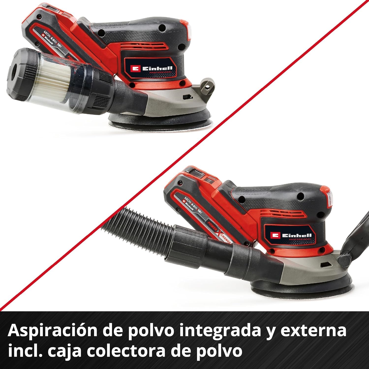 Einhell Professional Lijadora excéntrica con batería TP-RS 18/32 Li BL-Solo Power X-Change (18 V, sin escobillas, circuito oscilante 3,2 mm, disco abrasivo 125 mm, incl. papel de lija, sin batería)