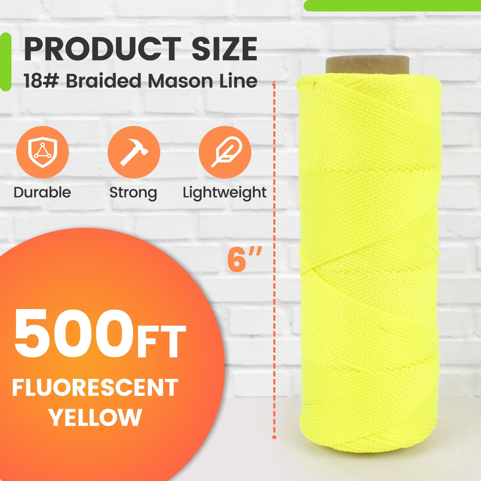 Braided Nylon Construction String Woanger Fluorescent Orange Mason Line ...