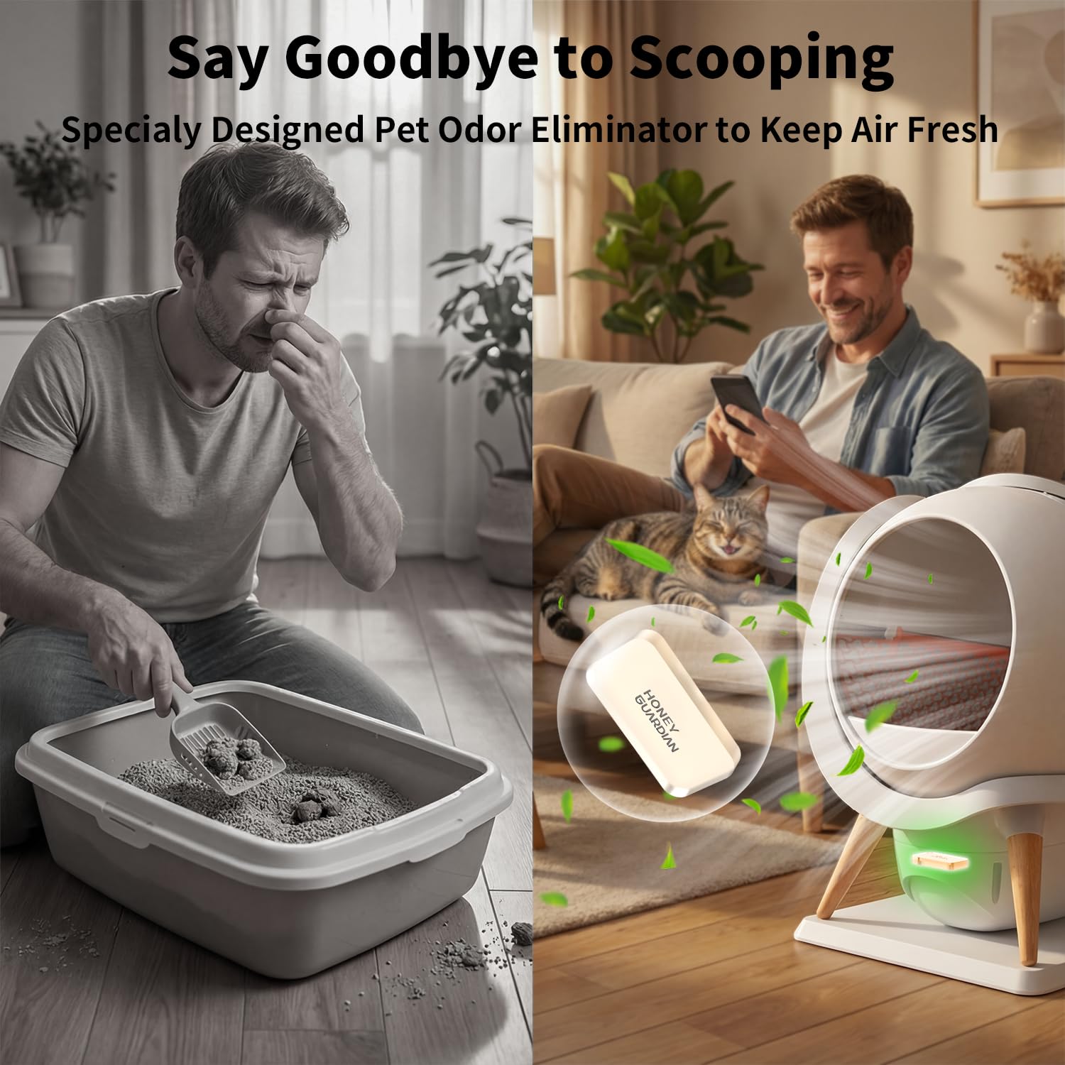 Amazon.co.jp: HoneyGuaridan セルフクリーニング猫用トイレ、防水自動
