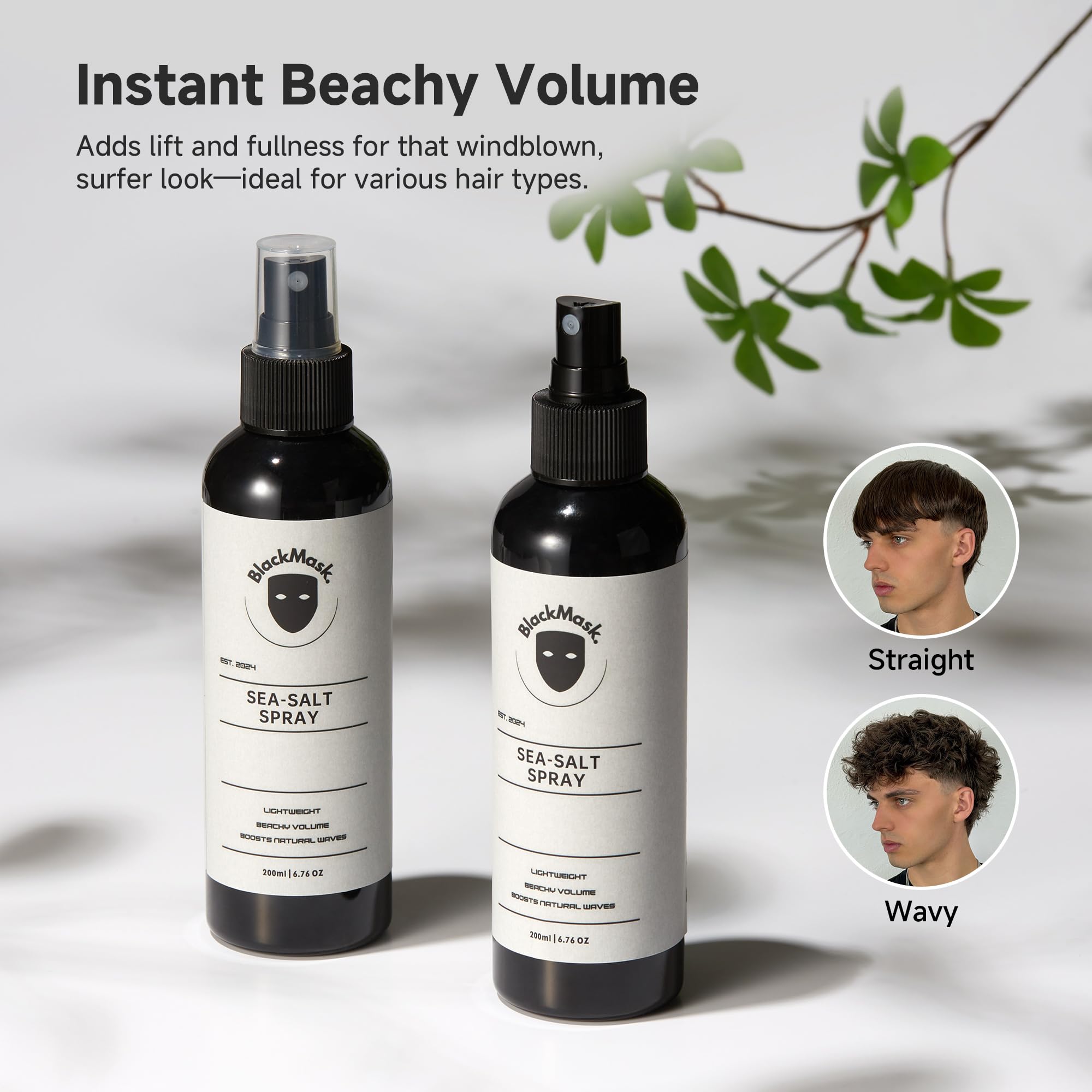 BlackMask Spray al Sale Marino per Uomo – Spray Texture Capelli Effetto Onde da Spiaggia con Finitura Opaca Naturale – Spray al Sale Marino per Styling dei Capelli Aggiunge Definizione, Volume e