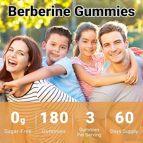 Miniatura 4 de Gomitas de berberina, 60 porciones, gomitas de suplemento de berberina de 1500 mg con canela de Ceilán, gomitas de berberina sin azúcar para adultos
