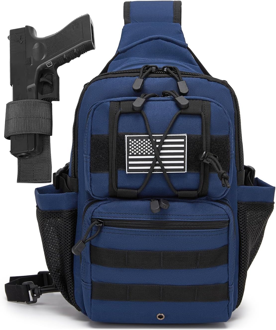 Tactical Sling Backpack Holster Shoulder Crossbody Range Bag 15L Mens Water Bottle Holder Radio Pouch 6 Elastic Slots