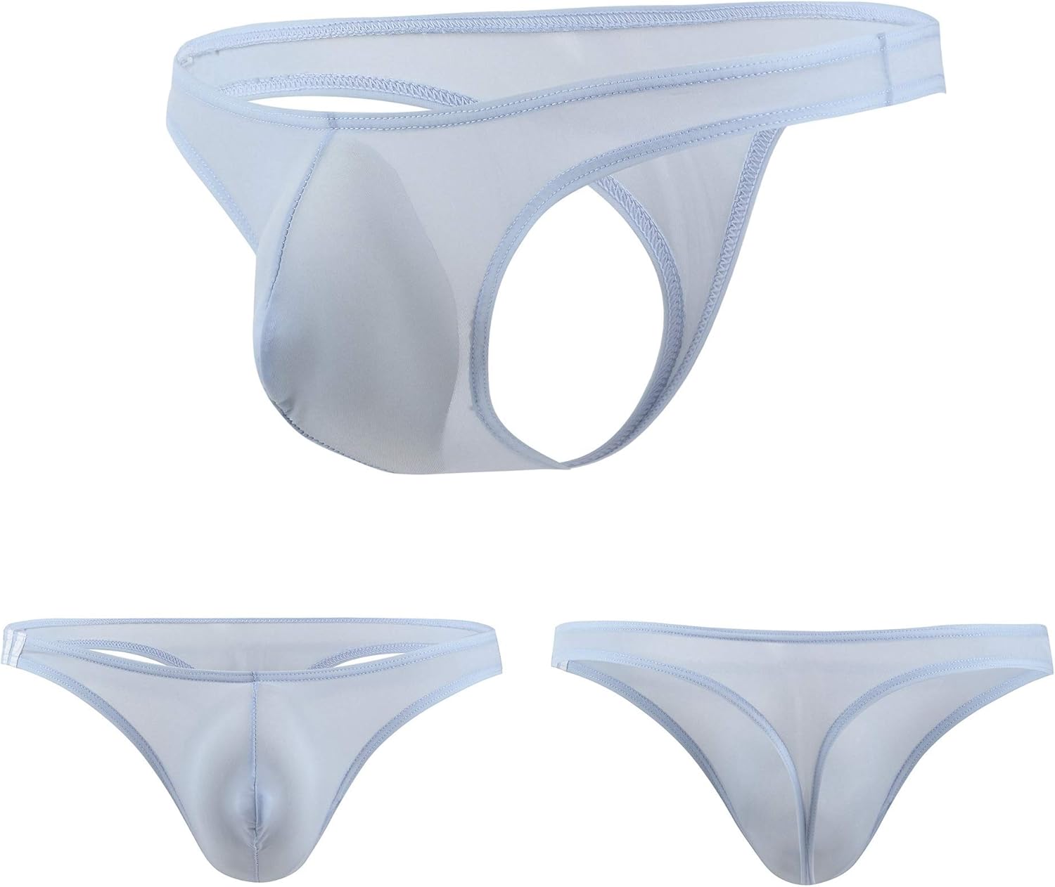 Mens Ice Silk Thongs T-Back Low Rise Bikini Briefs Underwear - Image 5