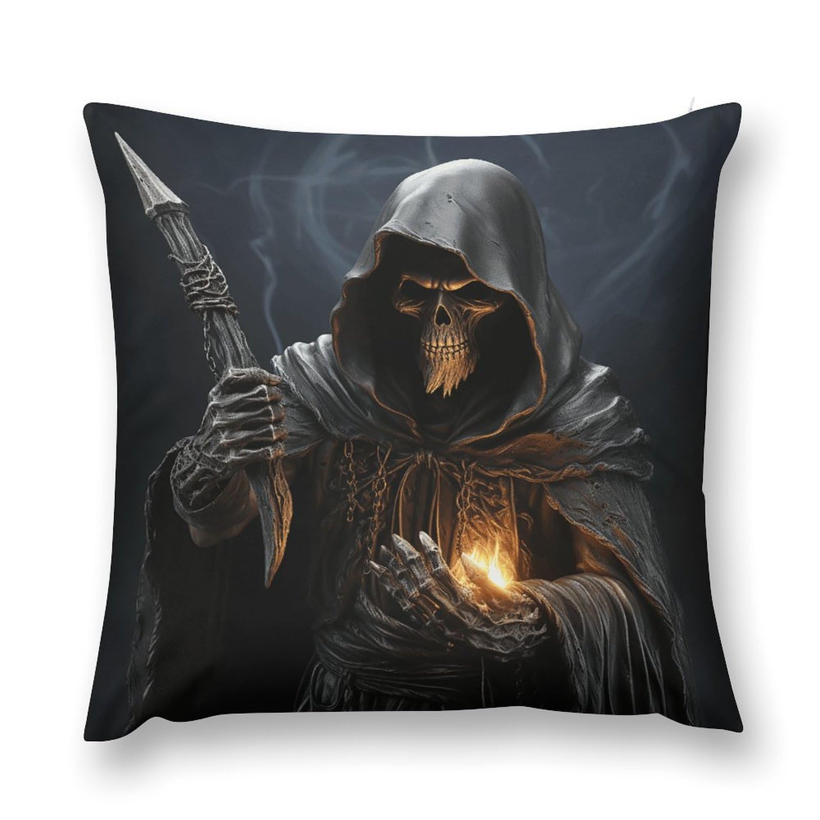 VstaDank Grim-Reaper Throw Pillow Cover with Hidden Zipper Farmhouse Couch Pillow Cover Cozy Soft Short Plush Cushion Case Fashion Square Decorative Pillow Cover for Living Room
