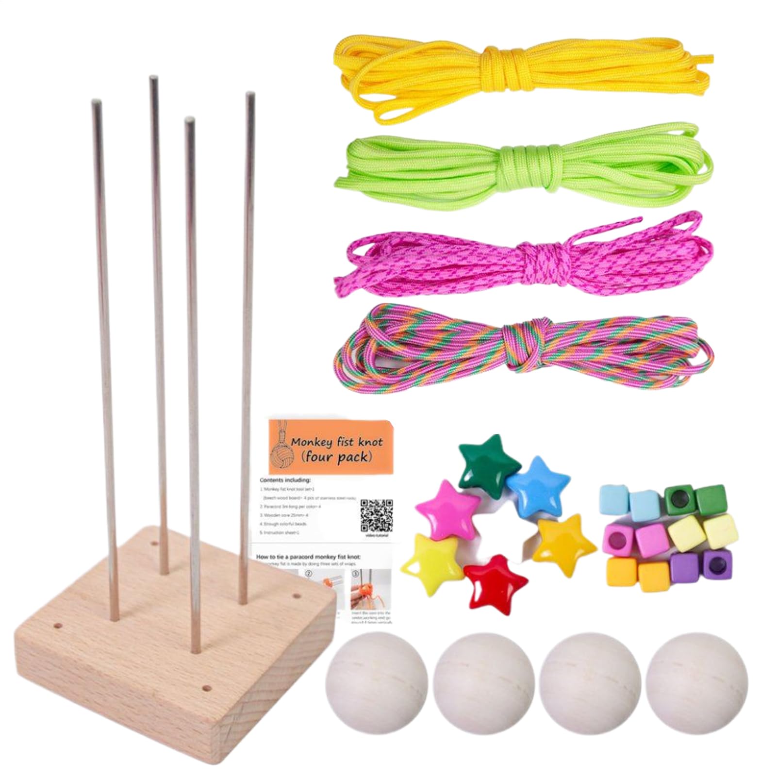 Monkey Fist Knot Kit | Parachute Cord Necklace Making Kit,Handmade Knot Set Cord Accessories For Children & Teenagers