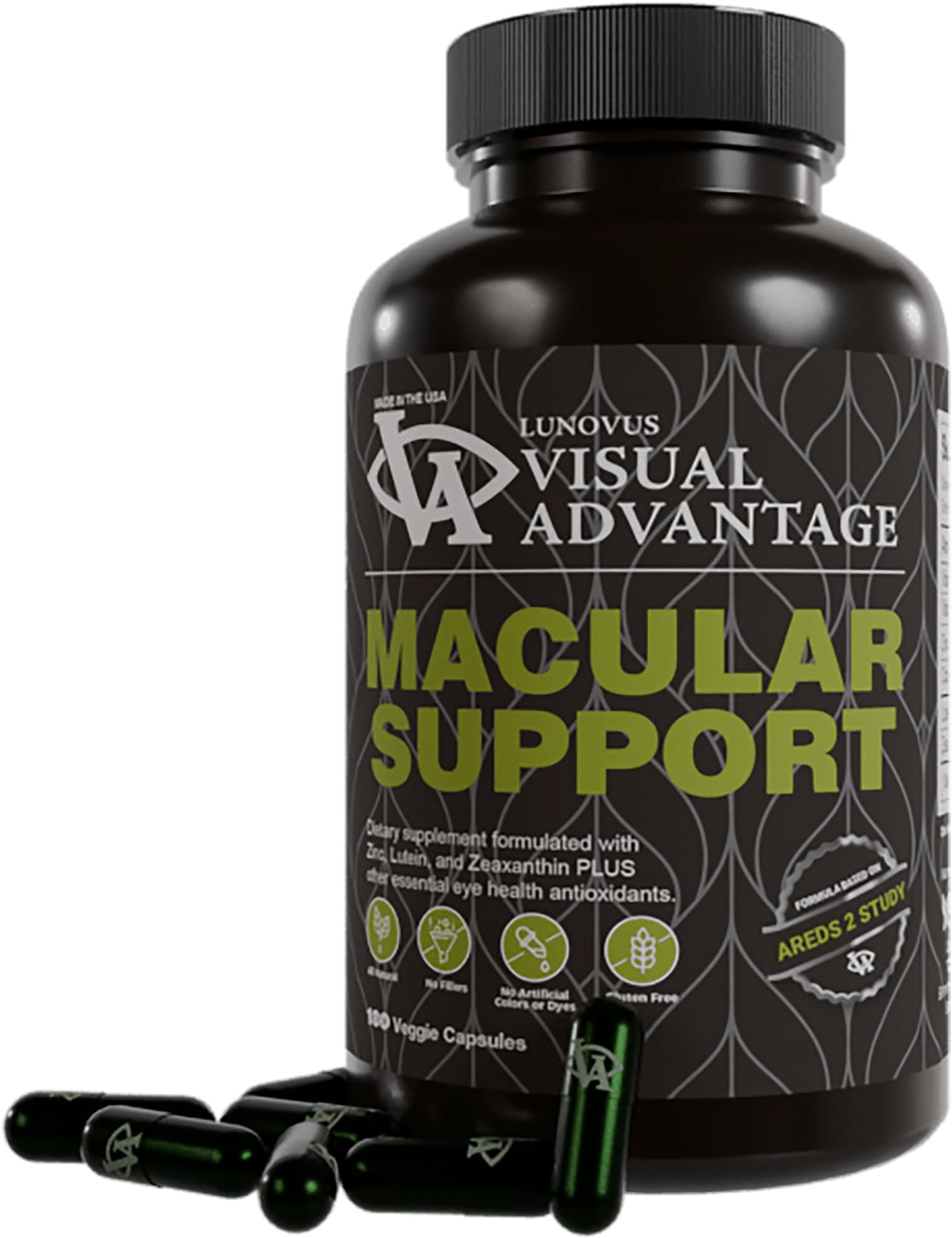 Visual Advantage Macular Support Formula for Eye Health - 180 Count - Based on The AREDS 2 Study - for Age Related Macular Eye Health (AMD) - Eye Vitamins