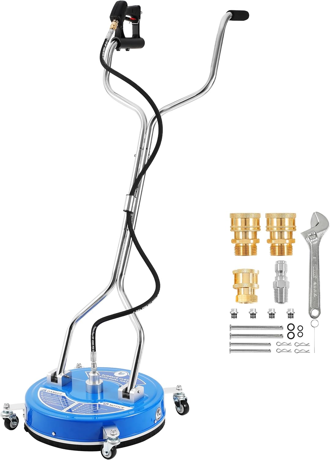 RIDGE WASHER 18’’ Pressure Washer Surface Cleaner, Surface Cleaner with Dual Handle, 4500 PSI Power Washer Surface Cleaners with Wheels for Cleaning Driveways, Sidewalks, Patios