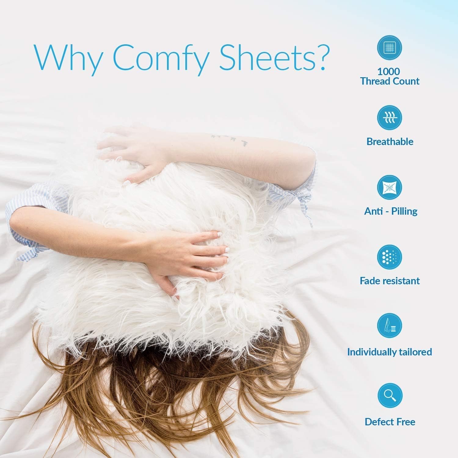 Pure Egyptian King Size Cotton Bed Sheets Set (King, 1000 Thread Count) White Sheets and Pillow Cases (6 Pc) – Egyptian Cotton Sheets King Size Bed- Sateen Weave Sheets - 18” King Deep Pocket Sheets