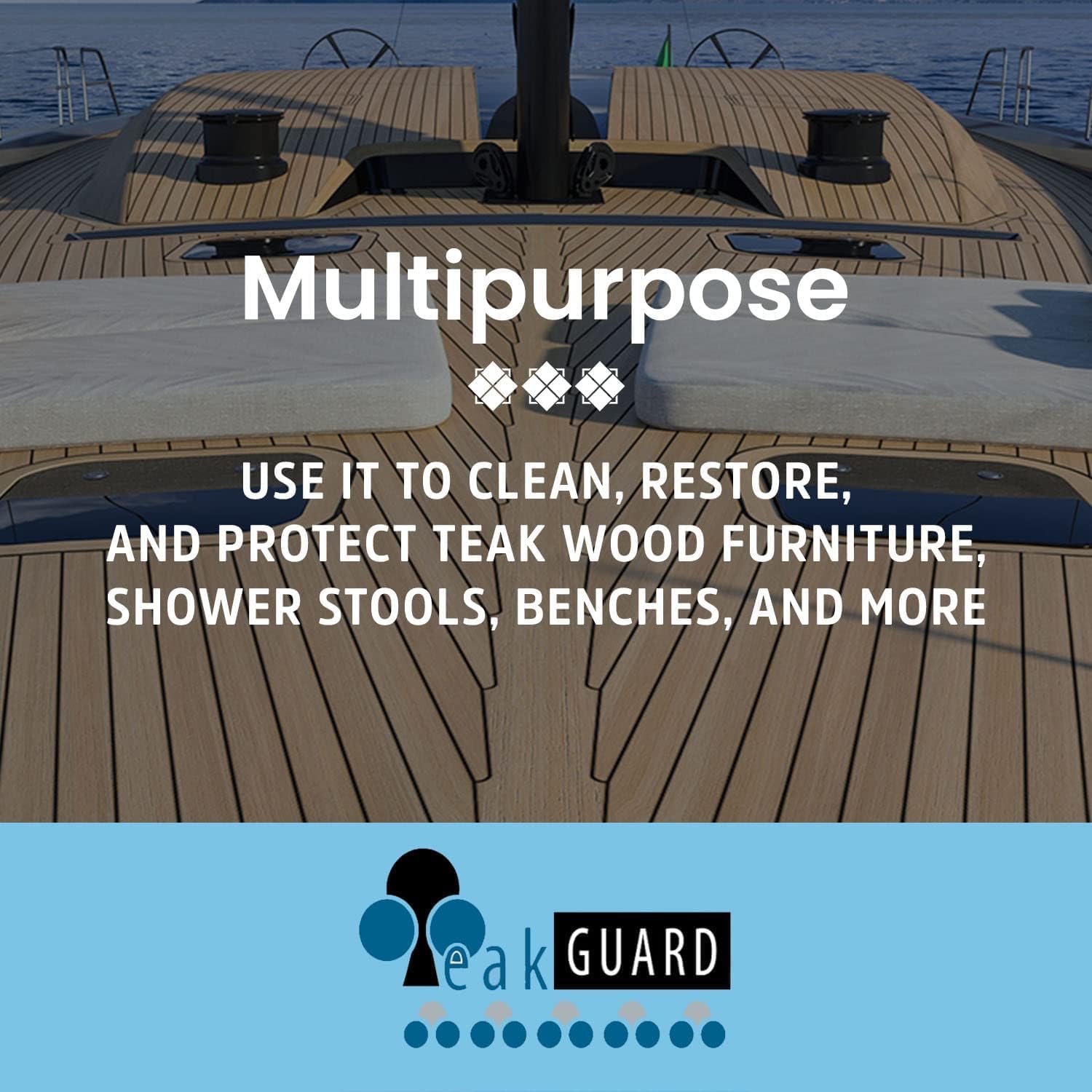 Finish, Premium Teak Cleaner and Brightener, Water-Based, Oil-Free Wood Restorer & Protectant, Safe & Easy To Use Teak Sealer & Polisher for Outdoor & Indoor Wood Furniture, 64 oz