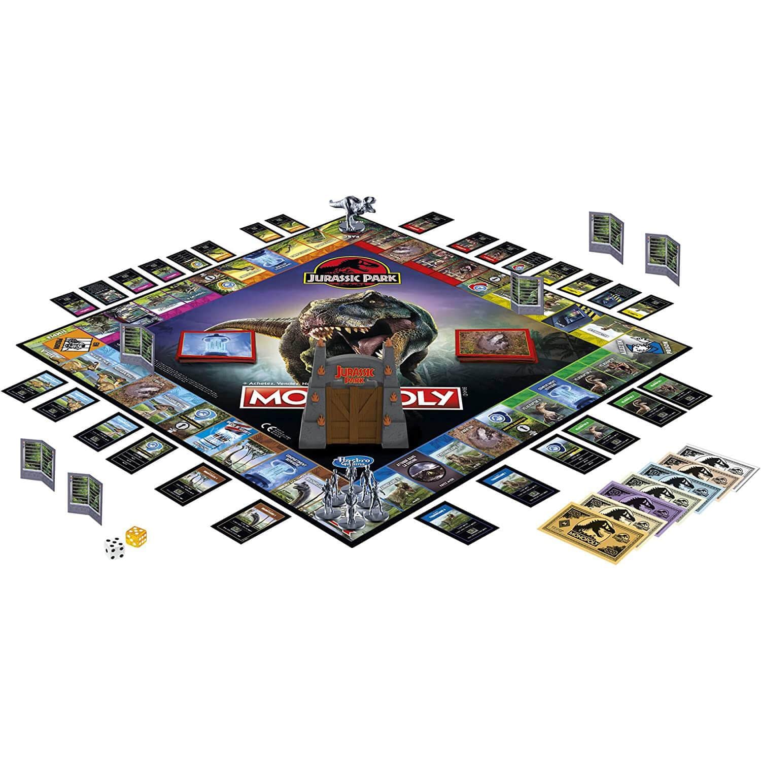 Monopoly : Jurassic Park Edition, gra planszowa dla dzieci, od 8 lat, wielokolorowa, L