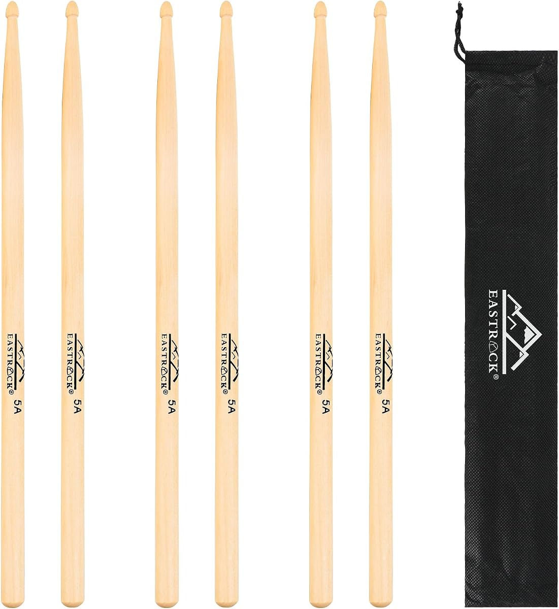EASTROCK 5A Maple Drum Sticks 3 Pairs for Drummers,Wood | Drum sticks Perfect for Practice and Performance