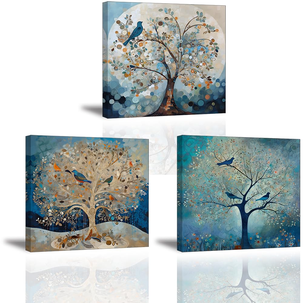 Piy Painting Niebieskie drzewo obraz na płótnie abstrakcyjne nowoczesne obrazy do salonu, druk artystyczny na płótnie, oprawione dzieło sztuki, dekoracja ścienna do sypialni, biura, domu, dekoracja 3