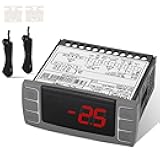 for Dixell XR02CX-4N1F1 Temperature Controllers, Programmable Digital Thermostat with Sensor Probe Fit for 120V 50-60hz Commercial Refrigerators/Freezer (Includes Mounting Hardware)