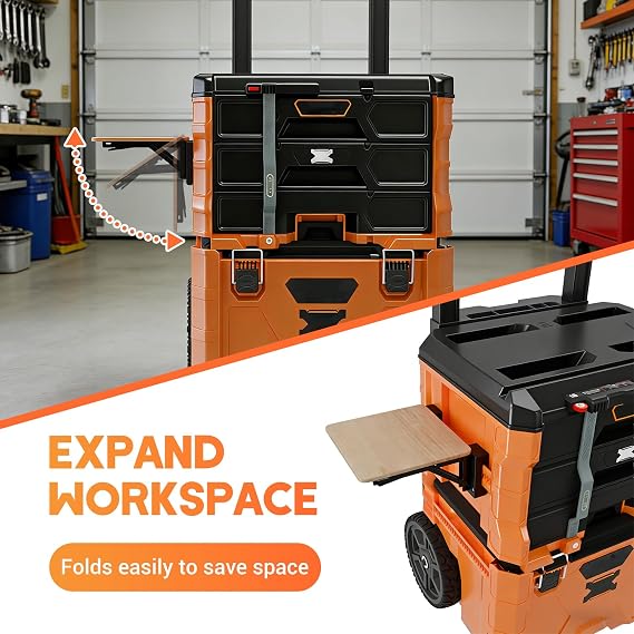 Folding Work Table Bracket Mount for Klein MODbox with Rail Mount | Toolbox Side Mounting Stand, Allows for Mounting Additional Desktop, Extended Workbench Stand, Desktop Not Included