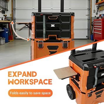 Folding Work Table Bracket Mount for Klein MODbox with Rail Mount | Toolbox Side Mounting Stand, Allows for Mounting Additional Desktop, Extended Workbench Stand, Desktop Not Included