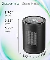 Vista 6 de ZAFRO Space Heater for Indoor Use, Portable Electric Heaters with Digital Display and Remote, 2025 Upgraded, 24H Timer, 5 Mode, Thermostat, 1500W