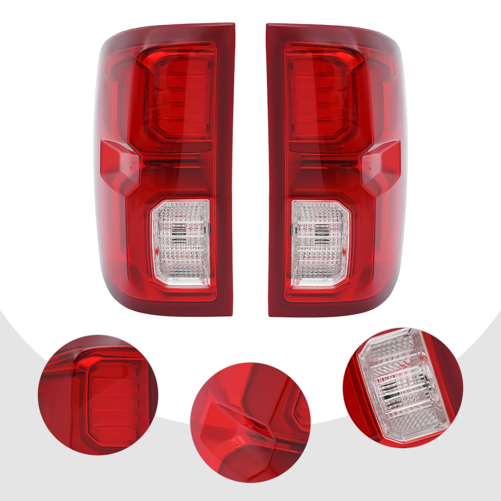 Headery Tail Light Assembly Compatible for 2016-2018Chevy Silverado 1500 High Country | LTZ, Left Driver+Right Passenger Side Brake Stop Lamp, Parking Light Red Clear Lens (Left+Right)