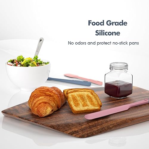 Vista 132 de Juego de 4 espátulas de silicona, espátulas de goma de grado alimenticio, con mango fuerte y agarre ergonómico, resistentes al calor para utensilios