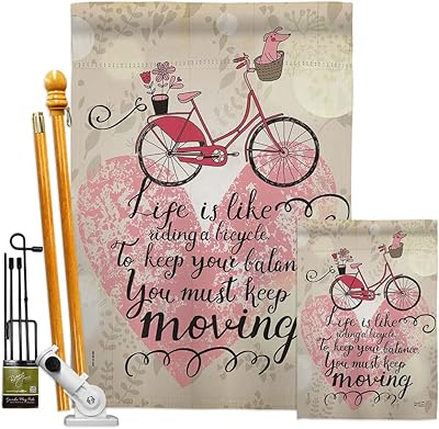 Angeleno Heritage Must Keep Moving Garden House Flag Kit Sports Cycling Ride Bicycle Bike Velo Entertainment Activity Physical Decoration Banner Small Yard Gift Double-Sided, Made in USA