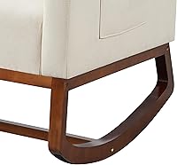 Vista 8 de Topeakmart Mecedora tapizada para cuarto de bebé, moderna silla de acento con patas de madera, bolsillo lateral, sillón mecedor para guardería, sala