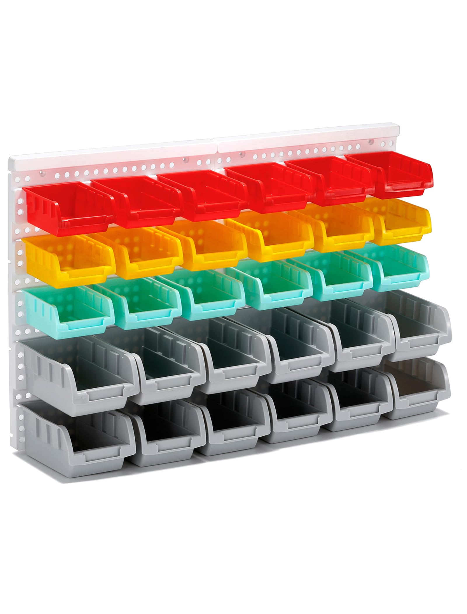 Colorful Garage Organizer Bins, 30PCS Wall Mounted Storage Small Parts Bins With White Pegboard to Store Nuts,Bolts, Screws, Nails