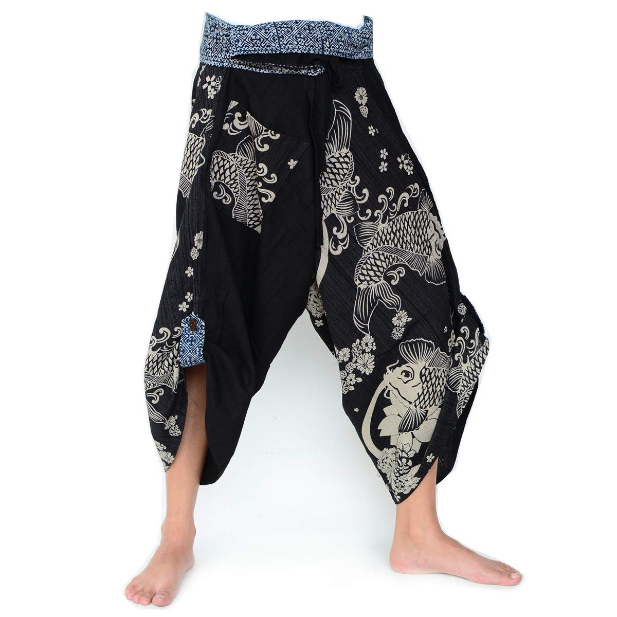 Yoga Ninja Harem Samurai Pants Women Men, Japanese Style wrap Trousers, one Size