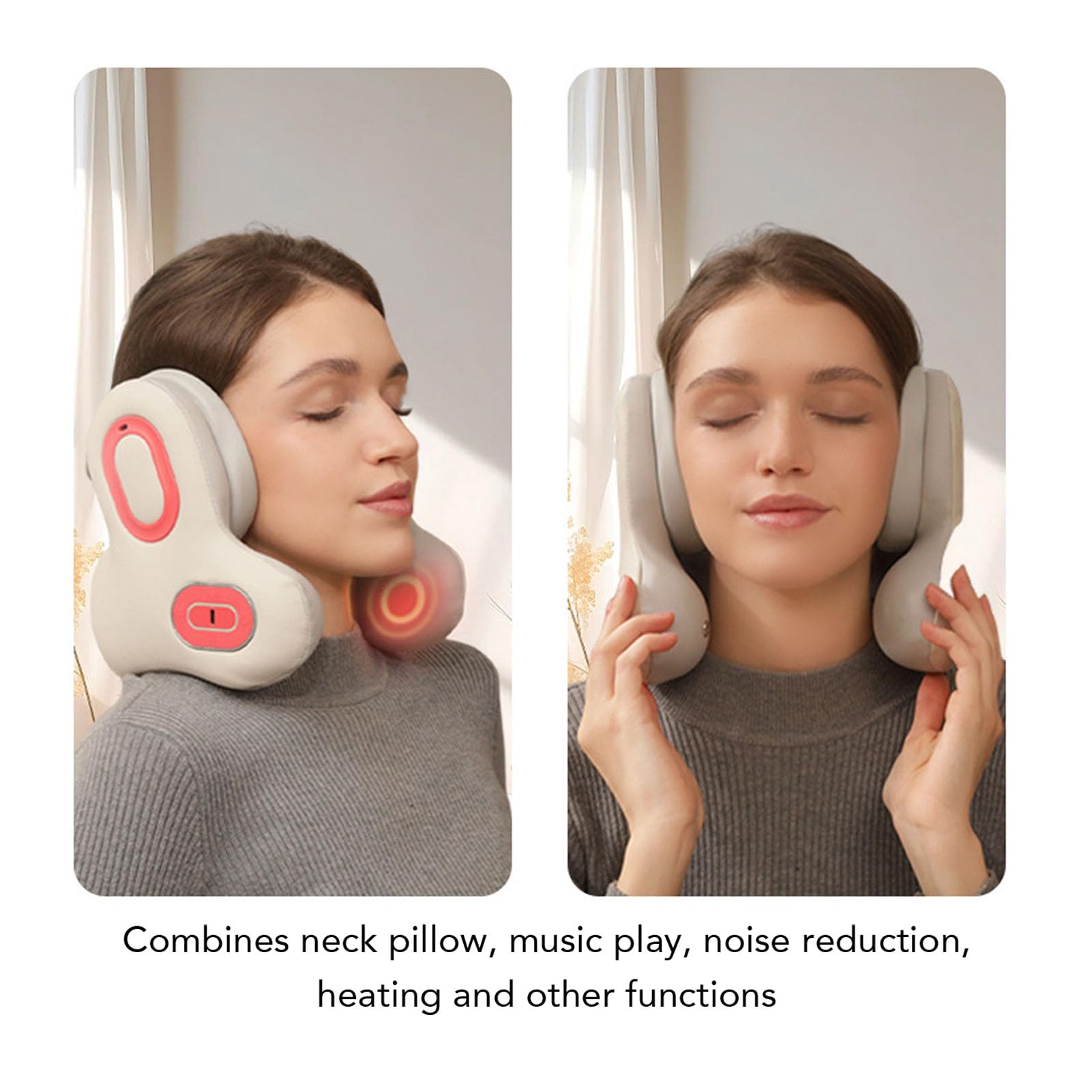 banapoy Reise-Nacken Kissen mit Bluetooth-Headset, Memory-Schaum-Flugzeug Kissen U-Form Reise Musik Headset mit Geräusch Unterdrückung, Heiz Funktion, für Flug, Auto, Büro