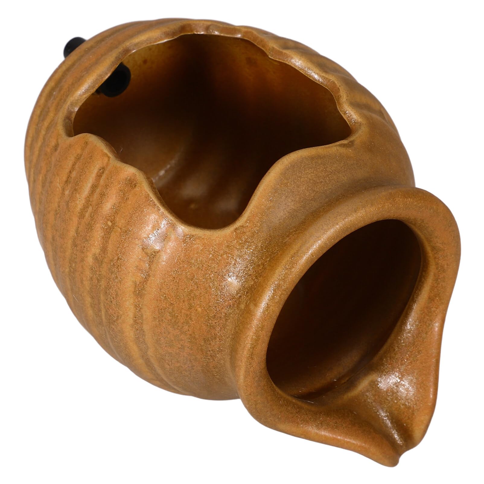 Milisten Small Pond Spitter Water Feature, Ceramic Jug Waterfall Fountain Ornament for Garden Ponds, Patio Water Features and Fish Tanks, Fits 8mm Hose, Light Brown