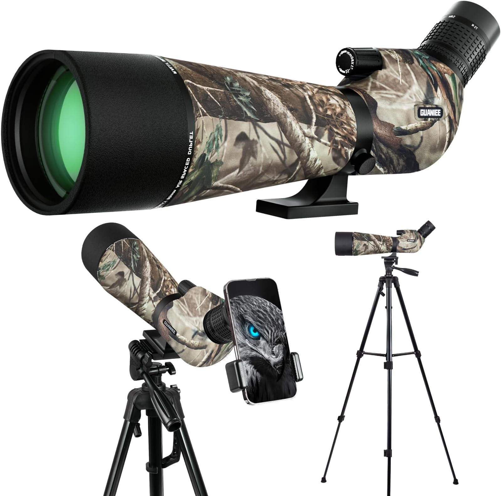 25-75x80 Spotting Scope for Target Shooting with Upgraded Tripod Carrying Bag and Phone Adapter Spotter Scope for Bird Watching, Wildlife Viewing Camo