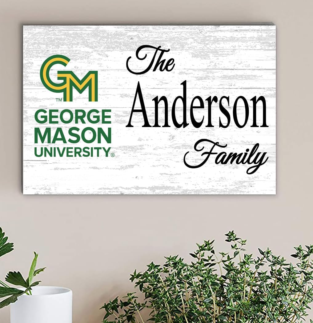 George Mason University Name Sign Solid Wood for GMU Patriots Family, Fans, Alumni, Students or Graduation (George Mason Name Sign)