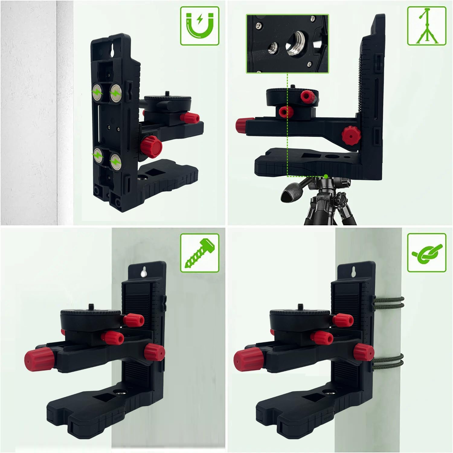 Height Adjustment Fine-tuning Magnetic Laser Level Bracket, Multifunctional Magnetic Pivoting Base with Adjustable Clip, 360° Adjustable Support with 1/4"-20 Male Threaded,